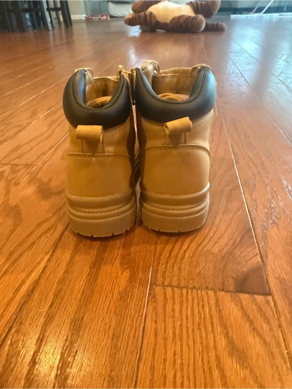 wonder nation Tan Kids Hiking-Style Ankle Boots with Hook & Loop Strap